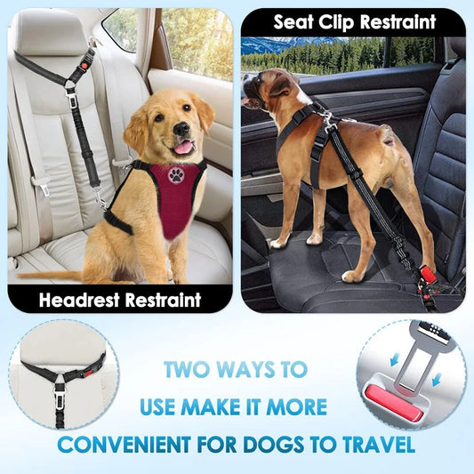 Reflective Elastic Dog Car Seat Belt Safety Leash